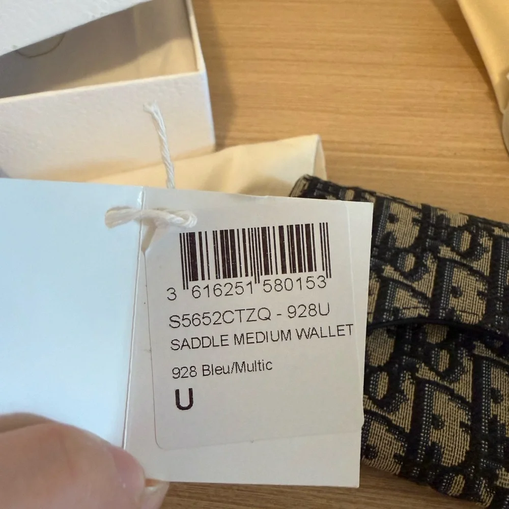 Dior Navy and Beige Monogram Wallet